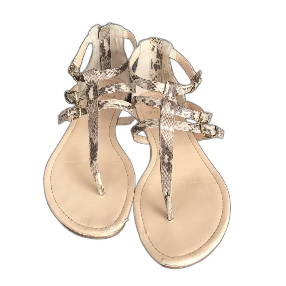 Isola Sandal Women's Size 7.5 Animal Print Strappy Buckle Back Heel Zipper